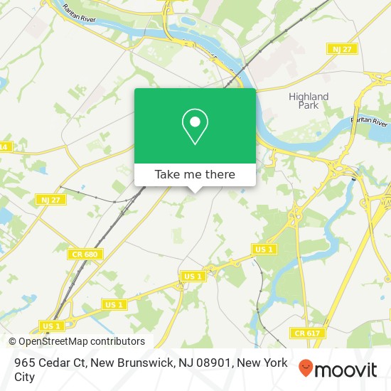 Mapa de 965 Cedar Ct, New Brunswick, NJ 08901