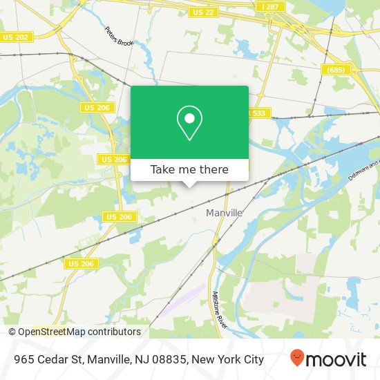 965 Cedar St, Manville, NJ 08835 map