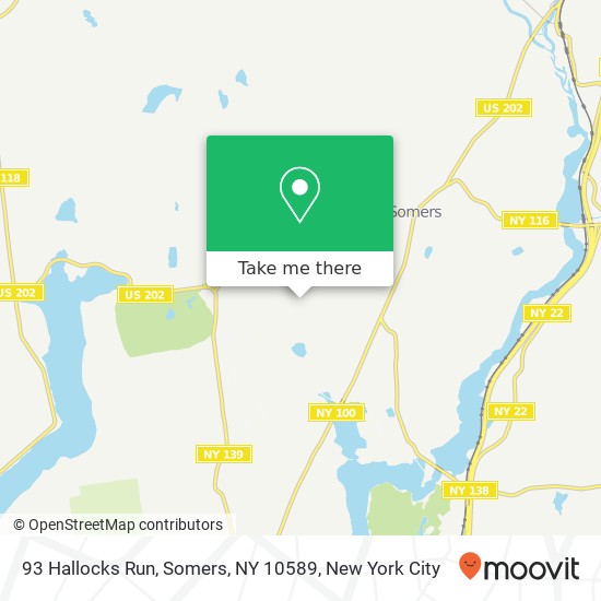Mapa de 93 Hallocks Run, Somers, NY 10589