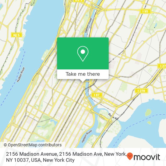 Mapa de 2156 Madison Avenue, 2156 Madison Ave, New York, NY 10037, USA