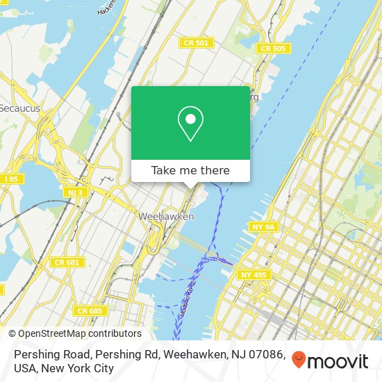 Pershing Road, Pershing Rd, Weehawken, NJ 07086, USA map