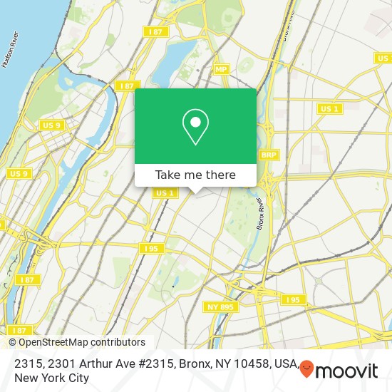 2315, 2301 Arthur Ave #2315, Bronx, NY 10458, USA map