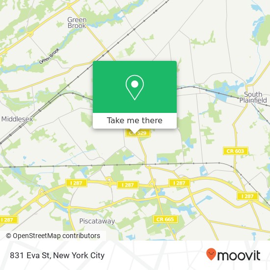 Mapa de 831 Eva St, Piscataway, NJ 08854