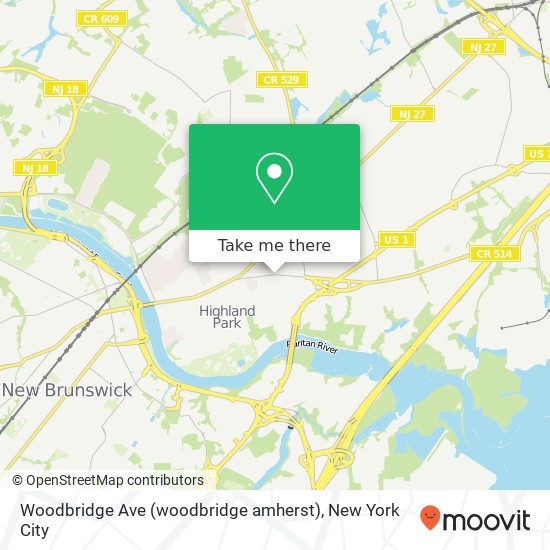 Mapa de Woodbridge Ave (woodbridge amherst), Highland Park, NJ 08904