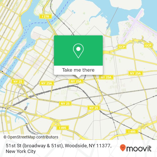 Mapa de 51st St (broadway & 51st), Woodside, NY 11377