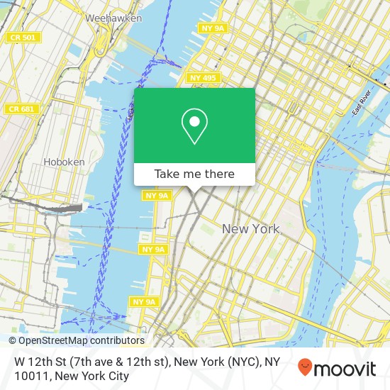 Mapa de W 12th St (7th ave & 12th st), New York (NYC), NY 10011