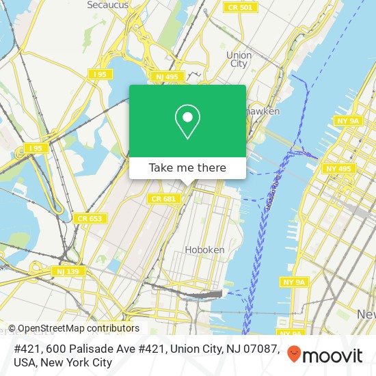 Mapa de #421, 600 Palisade Ave #421, Union City, NJ 07087, USA