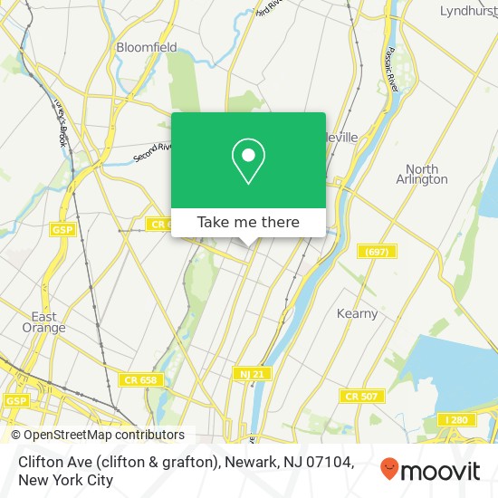 Mapa de Clifton Ave (clifton & grafton), Newark, NJ 07104