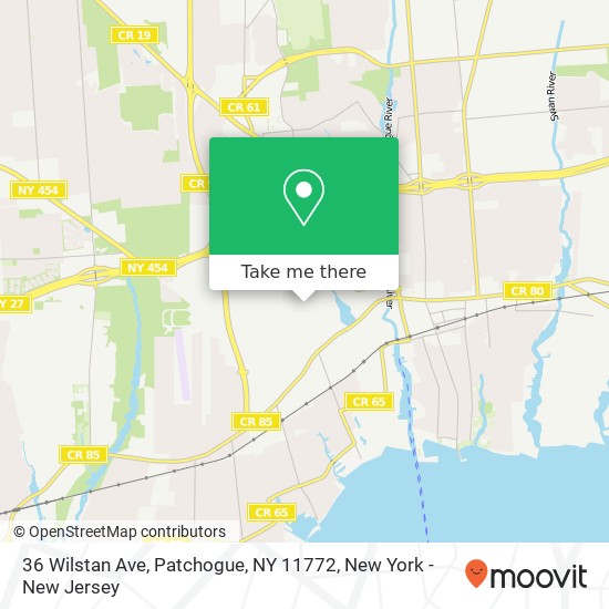 Mapa de 36 Wilstan Ave, Patchogue, NY 11772