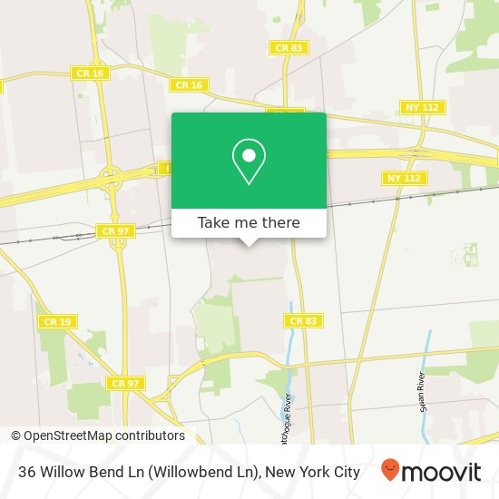 Mapa de 36 Willow Bend Ln (Willowbend Ln), Holtsville, NY 11742