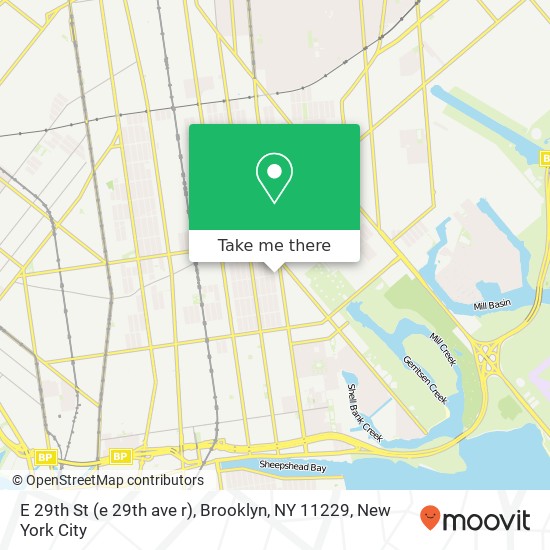 Mapa de E 29th St (e 29th ave r), Brooklyn, NY 11229