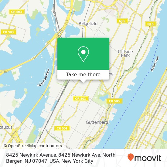 Mapa de 8425 Newkirk Avenue, 8425 Newkirk Ave, North Bergen, NJ 07047, USA