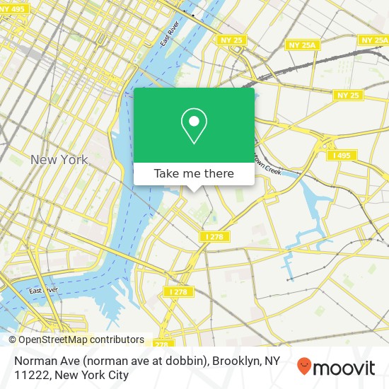 Mapa de Norman Ave (norman ave at dobbin), Brooklyn, NY 11222