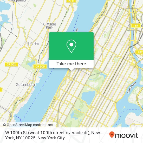 W 100th St (west 100th street riverside dr), New York, NY 10025 map