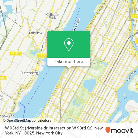 Mapa de W 93rd St (riverside dr intersection W 93rd St), New York, NY 10025