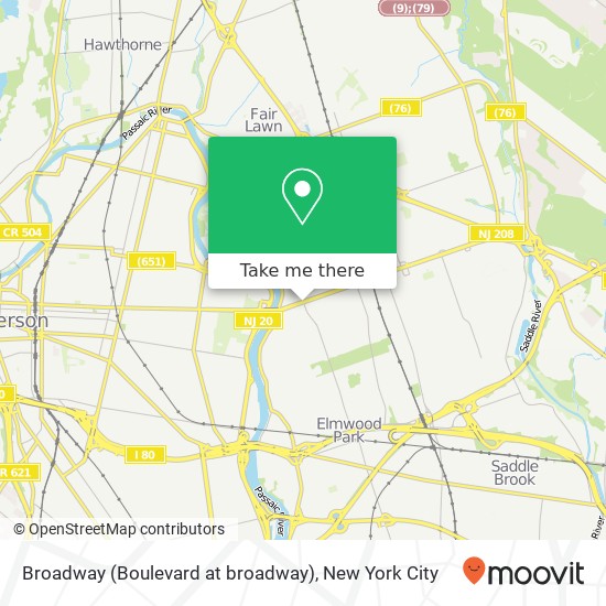 Mapa de Broadway (Boulevard at broadway), Elmwood Park, NJ 07407