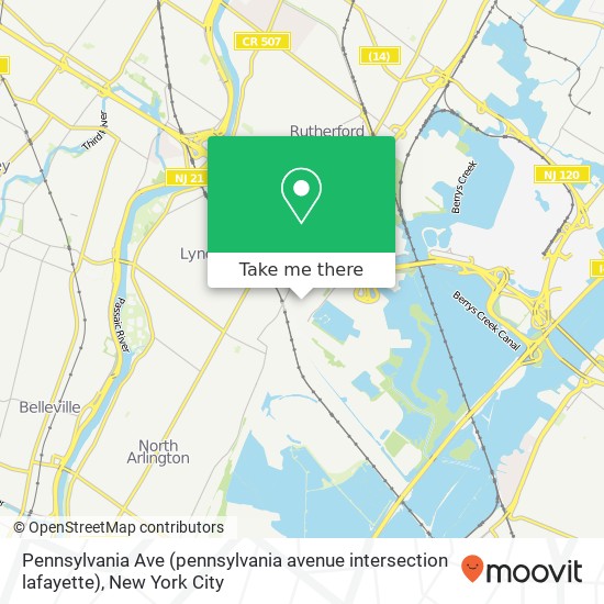 Mapa de Pennsylvania Ave (pennsylvania avenue intersection lafayette), Lyndhurst, NJ 07071