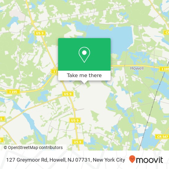 Mapa de 127 Greymoor Rd, Howell, NJ 07731