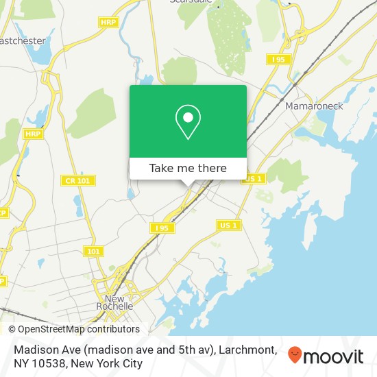 Madison Ave (madison ave and 5th av), Larchmont, NY 10538 map