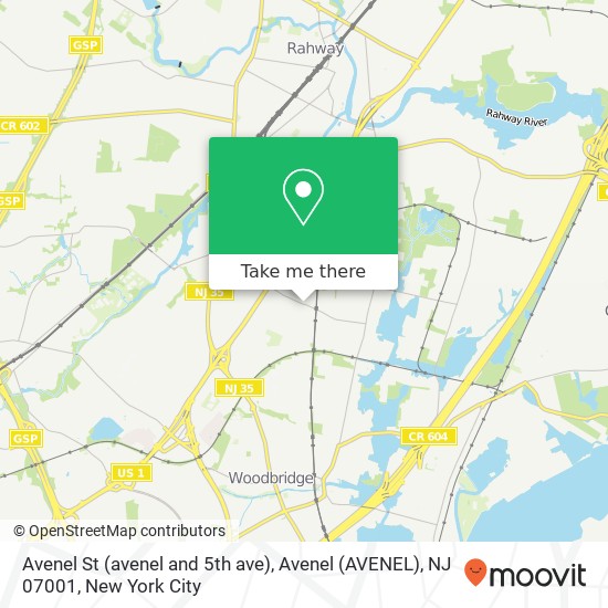 Mapa de Avenel St (avenel and 5th ave), Avenel (AVENEL), NJ 07001