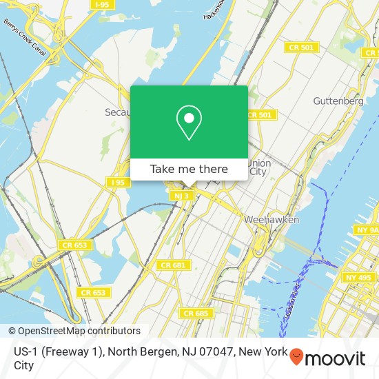 Mapa de US-1 (Freeway 1), North Bergen, NJ 07047