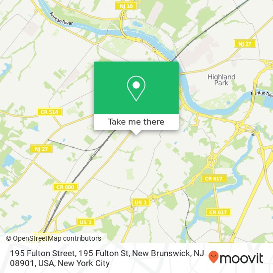 Mapa de 195 Fulton Street, 195 Fulton St, New Brunswick, NJ 08901, USA