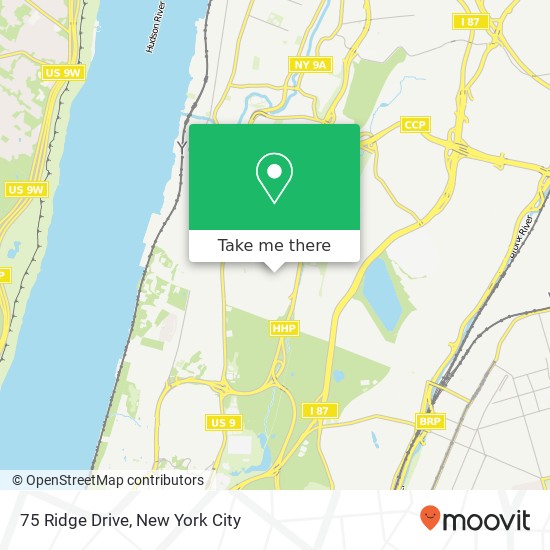 Mapa de 75 Ridge Drive, 75 Ridge Dr, Yonkers, NY 10705, USA