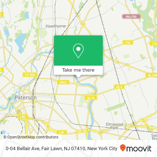 Mapa de 0-04 Bellair Ave, Fair Lawn, NJ 07410