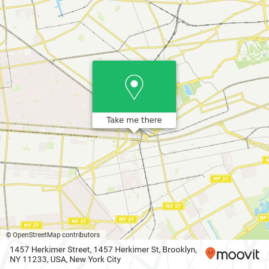 Mapa de 1457 Herkimer Street, 1457 Herkimer St, Brooklyn, NY 11233, USA