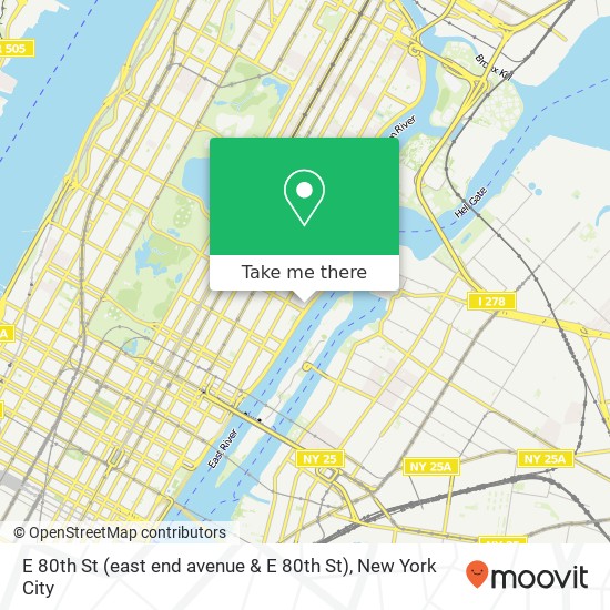 Mapa de E 80th St (east end avenue & E 80th St), New York, NY 10028