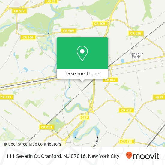 Mapa de 111 Severin Ct, Cranford, NJ 07016
