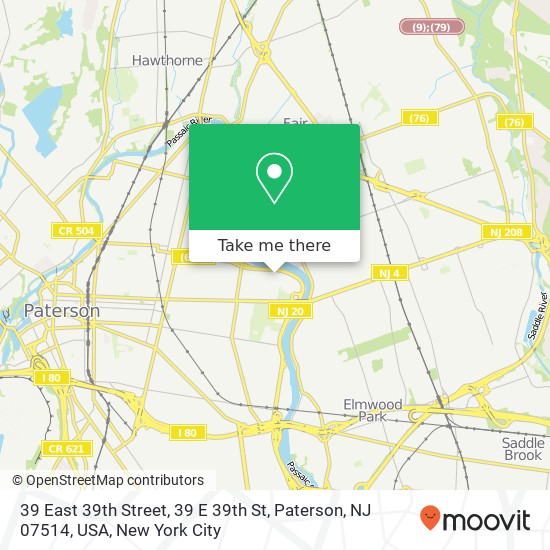 Mapa de 39 East 39th Street, 39 E 39th St, Paterson, NJ 07514, USA