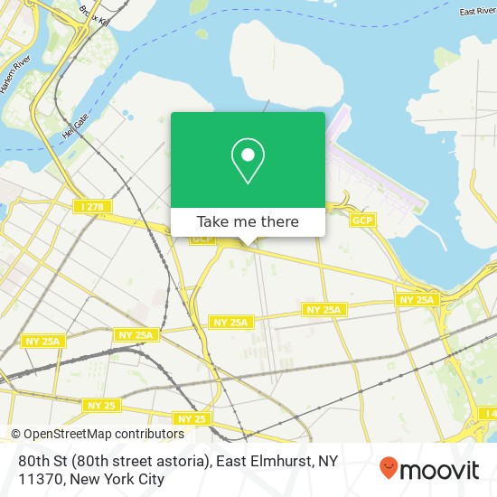 Mapa de 80th St (80th street astoria), East Elmhurst, NY 11370