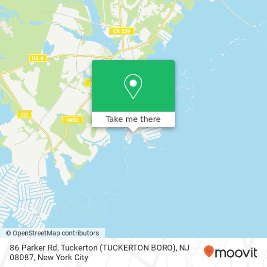 Mapa de 86 Parker Rd, Tuckerton (TUCKERTON BORO), NJ 08087