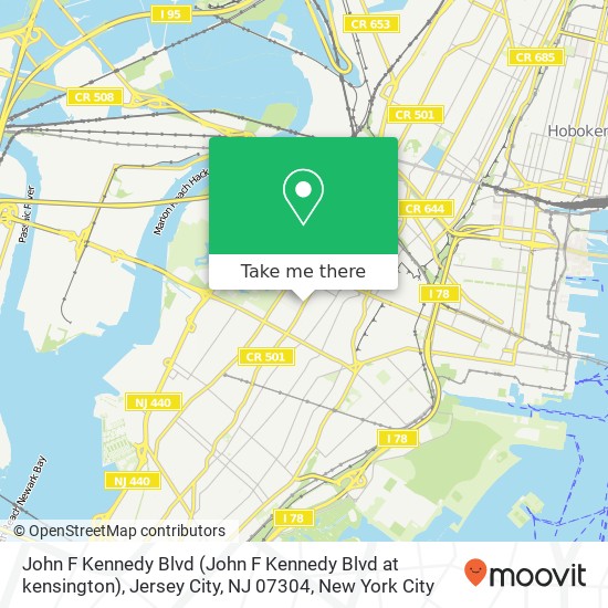 John F Kennedy Blvd (John F Kennedy Blvd at kensington), Jersey City, NJ 07304 map