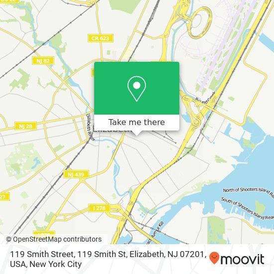 Mapa de 119 Smith Street, 119 Smith St, Elizabeth, NJ 07201, USA