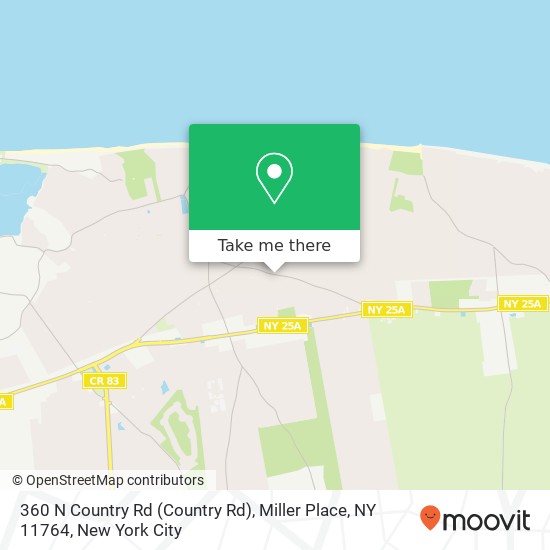 Mapa de 360 N Country Rd (Country Rd), Miller Place, NY 11764