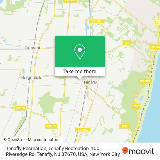 Mapa de Tenafly Recreation, Tenafly Recreation, 100 Riveredge Rd, Tenafly, NJ 07670, USA