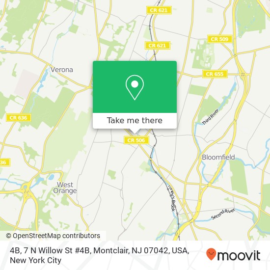 Mapa de 4B, 7 N Willow St #4B, Montclair, NJ 07042, USA