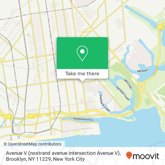 Mapa de Avenue V (nostrand avenue intersection Avenue V), Brooklyn, NY 11229