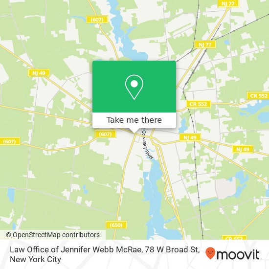 Law Office of Jennifer Webb McRae, 78 W Broad St map