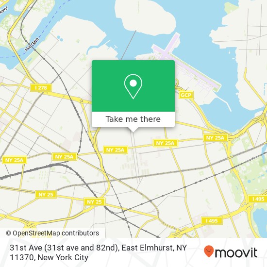 Mapa de 31st Ave (31st ave and 82nd), East Elmhurst, NY 11370