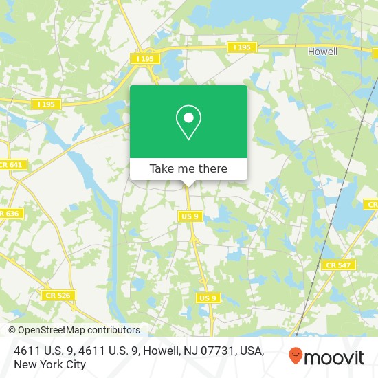 Mapa de 4611 U.S. 9, 4611 U.S. 9, Howell, NJ 07731, USA