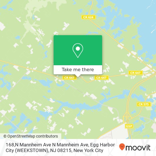 Mapa de 168,N Mannheim Ave N Mannheim Ave, Egg Harbor City (WEEKSTOWN), NJ 08215