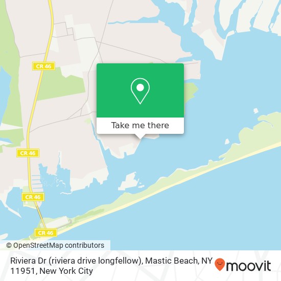 Mapa de Riviera Dr (riviera drive longfellow), Mastic Beach, NY 11951