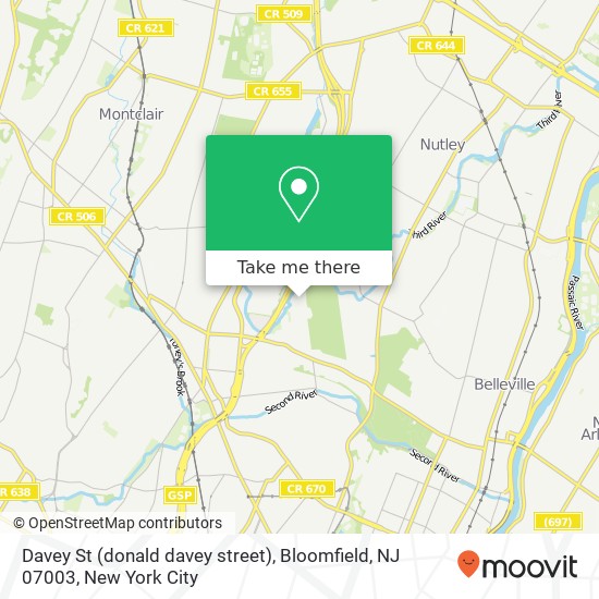 Davey St (donald davey street), Bloomfield, NJ 07003 map