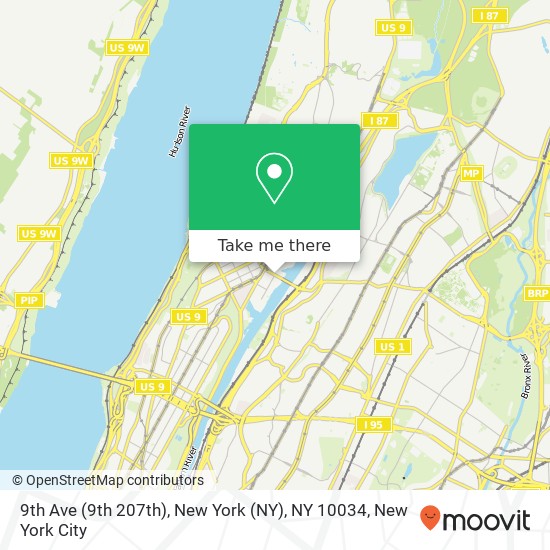 Mapa de 9th Ave (9th 207th), New York (NY), NY 10034