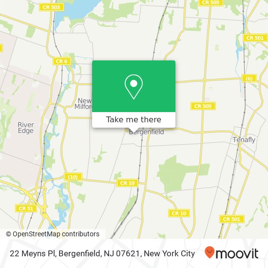 Mapa de 22 Meyns Pl, Bergenfield, NJ 07621