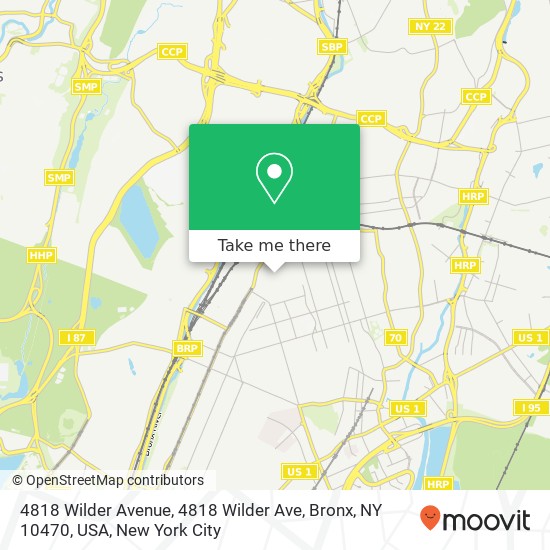 4818 Wilder Avenue, 4818 Wilder Ave, Bronx, NY 10470, USA map