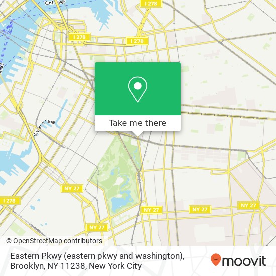 Mapa de Eastern Pkwy (eastern pkwy and washington), Brooklyn, NY 11238